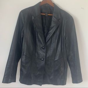 Jaclyn Smith Classic Real Black Leather Jacket sz 18